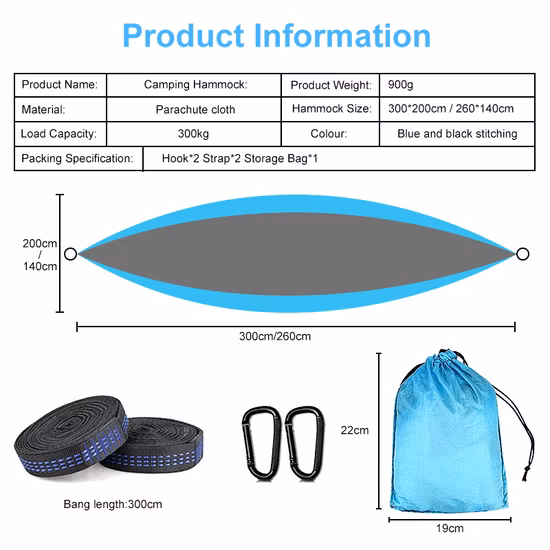 ダブルスポーツアウトドアキャンプスリーピングバックパッキングハンモック
